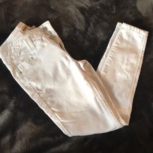 High waisted white jeans
